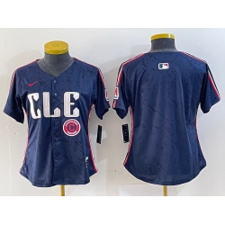 Women Cleveland Guardians Team Big Logo Navy 2024 City Connect Stitched Baseball Jersey 2