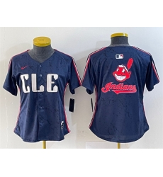 Women Cleveland Guardians Team Big Logo Navy 2024 City Connect Stitched Baseball Jersey