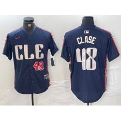 Youth  Cleveland Guardians 48 Emmanuel Clase Navy 2024 City Connect Limited Stitched Baseball Jersey 9