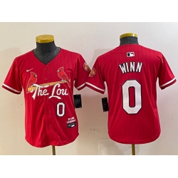 Youth St  Louis Cardinals 0 Masyn Winn Red 2024 City Connect Limited Stitched Baseball Jersey