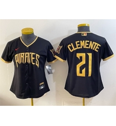 Women Pittsburgh Pirates  21 Roberto Clemente Black 2026 City Connect Stadium Stitched Baseball Jersey