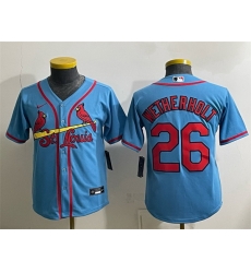 Youth St  Louis Cardinals  26 JJ Wetherholt Blue Cool Base Stitched Baseball Jersey