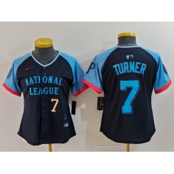 Women National League 7 Trea Turner Navy 2024 All Star Limited Stitched Baseball Jersey 1