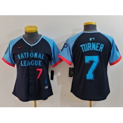 Women National League 7 Trea Turner Navy 2024 All Star Limited Stitched Baseball Jersey 3