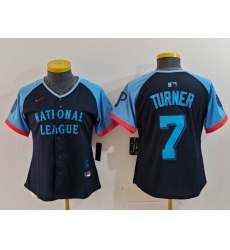 Women National League 7 Trea Turner Navy 2024 All Star Limited Stitched Baseball Jersey 5