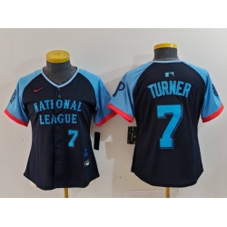 Women National League 7 Trea Turner Navy 2024 All Star Limited Stitched Baseball Jersey 6