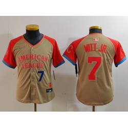 Youth American League 7 Bobby Witt Jr  Cream 2024 All Star Limited Stitched Jersey 6