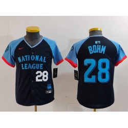 Youth National League 28 Alec Bohm Navy 2024 All Star Limited Stitched Baseball Jersey 3