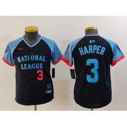 Youth National League 3 Bryce Harper Navy 2024 All Star Limited Stitched Baseball Jersey 6