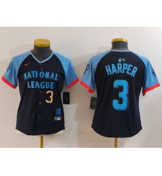 Youth National League 3 Bryce Harper Navy 2024 All Star Limited Stitched Baseball Jersey 8