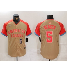 Men American League 5 Corey Seager Cream 2024 All Star Limited Stitched Baseball Jersey 1