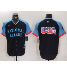 Men National League Navy 2024 All Star Big Logo Limited Stitched Baseball Jersey 1