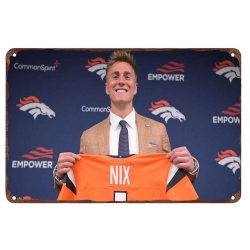 Denver Broncos Aluminum Sign 12x8 Inch Bo Nix 003