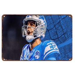 Detroit Lions Aluminum Sign 12x8 Inch Jared Goff 001