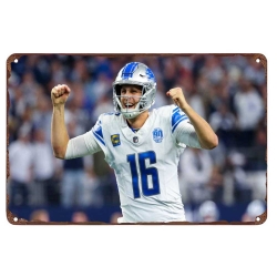 Detroit Lions Aluminum Sign 12x8 Inch Jared Goff 004