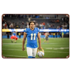 Los Angeles Chargers Aluminum Sign 12x8 Inch Cameron Dicker 001