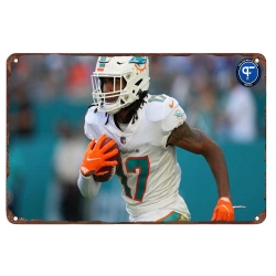 Miami Dolphins Aluminum Sign 12x8 Inch Jaylen Waddle 004