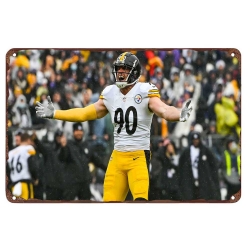 Pittsburgh Steelers Aluminum Sign 12x8 Inch T.J. Watt 004