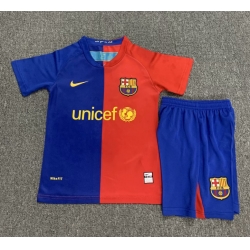 Youth Retro Soccer Jerseys Barcelona Blue Red 08 09