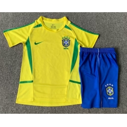 Youth Retro Soccer Jerseys Brazil Yellow 2002