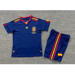 Youth Retro Soccer Jerseys Spain Blue