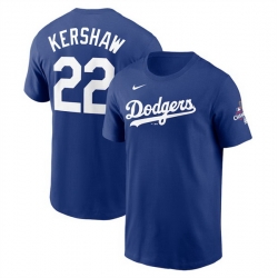 Men Los Angeles Dodgers 22 Clayton Kershaw Royal 2024 World Series Champions Name  26 Number T Shirt