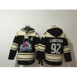 Men Colorado Avalanche  92 Gabriel Landeskog Black All Stitched Sweatshirt Hoodie