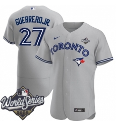 Men Toronto Blue Jays 27 Vladimir Guerrero Jr Men Nike Gray Road 2020 Flex Base Player MLB Jersey