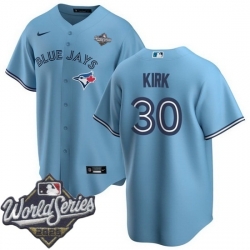 Men Toronto Blue Jays 30 Alejandro Kirk Light Blue Cool Base Stitched Jersey