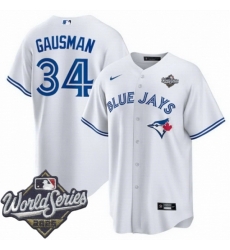 Men Toronto Blue Jays 34 Kevin Gausman White Home Cool Base Stitched Baseball Jersey
