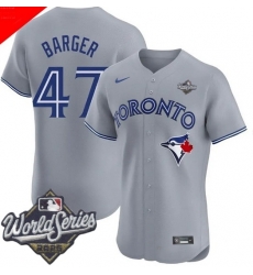 Men Toronto Blue Jays 47 Addison Barger Cool Base Stitched Baseball Jersey Gray