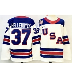 Men's USA 37 Connor Hellebuyck White 2026 Stitched Jerseys Men's USA 37 Connor Hellebuyck White 2026 Stitched Jerseys