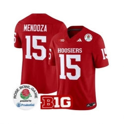 Men Indiana Hoosiers 15 Fernando Mendoza Red 2025 F U S E  Rose Bowl Stitched Football Jersey