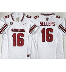Men South Carolina Fighting Gamecocks  16 LaNorris Sellers White 2026 F U S E  Stitched Jersey