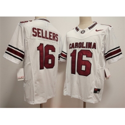 Men South Carolina Fighting Gamecocks  16 LaNorris Sellers White F U S E  Stitched Jersey