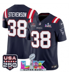 Men New England Patriots 38 Rhamondre Stevenson Navy 2025 F U S E Super Bowl LX Patch And USA 250 27 Patch Vapor Limited Football Stitched Jersey Men New England Patriots 38 Rhamondre Stevenson Navy 2025 F U S E Super Bowl LX Patch And USA 250 27 Patch Vapor Limited Football Stitched Jersey
