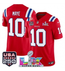Youth New England Patriots 10 Drake Maye Red 2025 F U S E 1 Star C Patch And Super Bowl LX Patch USA 250 Patch Vapor Limited Stitched Football Jersey Youth New England Patriots 10 Drake Maye Red 2025 F U S E 1 Star C Patch And Super Bowl LX Patch USA 250 Patch Vapor Limited Stitched Football Jersey