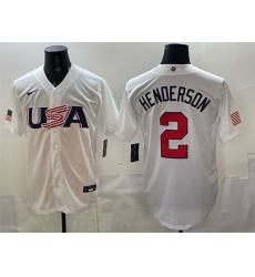 Men USA Baseball 2 Gunnar Henderson White World Baseball Classic Stitched Jersey