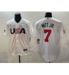 Men USA Baseball 7 Bobby Witt Jr  White World Baseball Classic Stitched Jersey