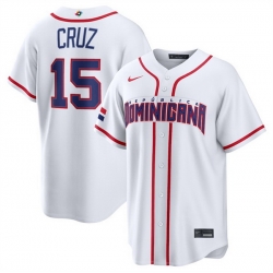 Men Dominican Republic Baseball  15 Oneil Cruz White 2026 World Baseball Classic Home Stadium Stitched Jersey