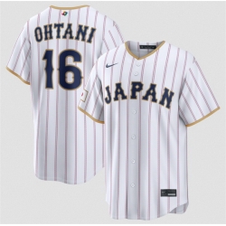 Men Japan Baseball  16 Shohei Ohtani White 2026 World Baseball Classic Home Stadium Stitched Jersey