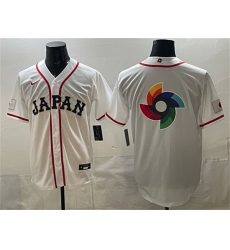 Men Japan Baseball Team Big Logo White 2026 World Baseball Classic Home Stadium Stitched Jersey
