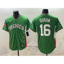 Men Mexico Baseball  16 Jarren Duran Green 2026 World Baseball Classic Stadium Stitched Jersey