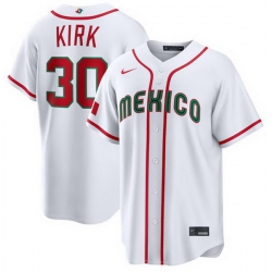 Men Mexico Baseball  30 Alejandro Kirk White 2026 World Baseball Classic Home Stadium Stitched Jersey