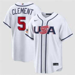 Men USA Baseball  5 Ernie Clement White 2026 World Baseball Classic Home Stadium Stitched Jersey