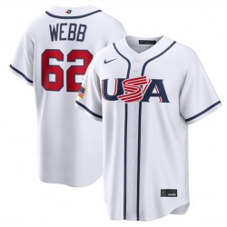 Men USA Baseball  62 Logan Webb White 2026 World Baseball Classic Home Stadium Stitched Jersey