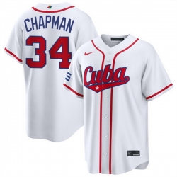 Men Cuba Baseball  34 Emmanuel Chapman White 2026 World Baseball Classic Home Stadium Stitched Jersey