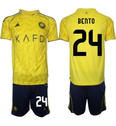 Men Al Nassr 2026 Soccer Jerseys Yellow #24 BENTO Men Al Nassr 2026 Soccer Jerseys Yellow #24 BENTO
