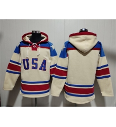 Men Team USA Blank Cream Ageless Must Have Lace Up Pullover Hoodie Men Team USA Blank Cream Ageless Must Have Lace Up Pullover Hoodie