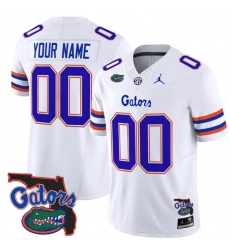 Men Florida Gators ACTIVE PLAYER Custom White 2024 F U S E  Florida Patch Vapor Limited Stitched Football Jersey